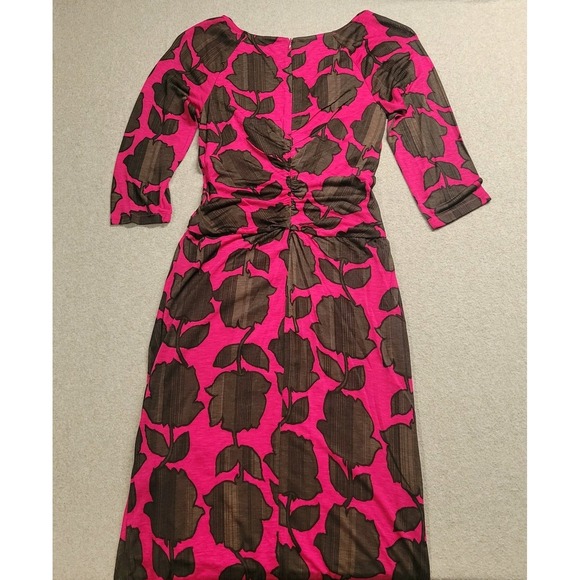Boden Size 4R Women's Dress Pink Floral Faux Wrap Jersey Knee Length Stretch - Picture 11 of 13